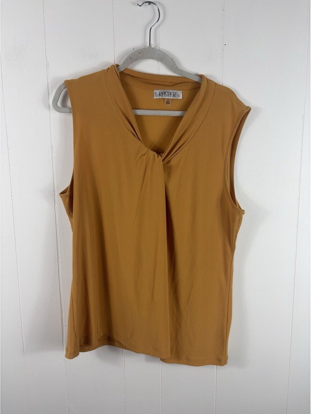 Kasper Tie Neck Sleeveless Blouse Yellow Women’s 2X Office Career Work Corpcore